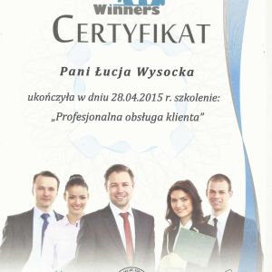 Certyfikat Lucja Wysocka